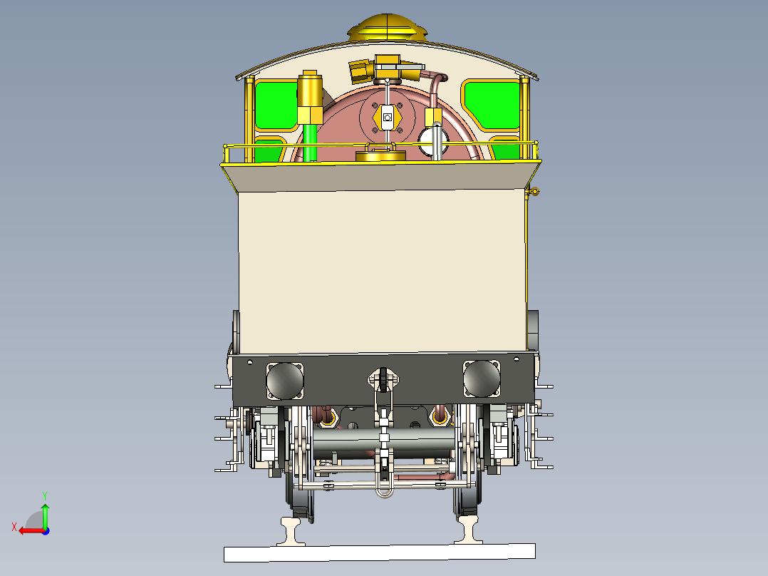 火车机车列车atlantic-type-steam-locomotive-rear-tender-模型格式为 stp后视图