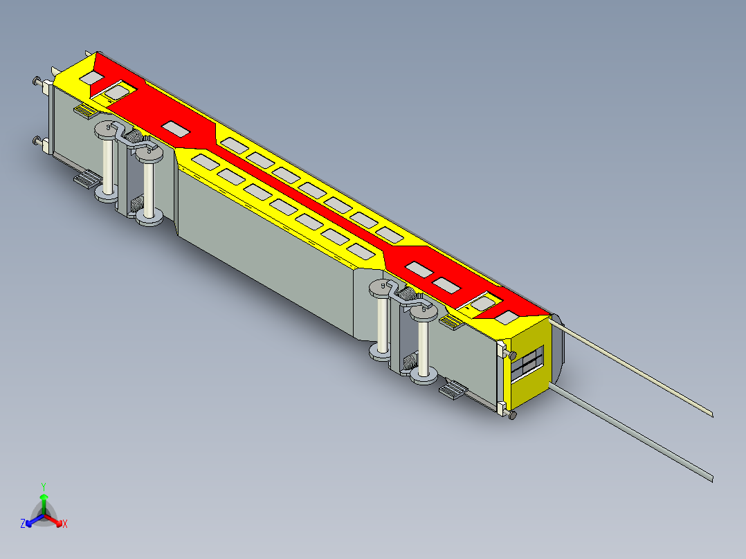 火车机车列车double-decker-train-coach-1839-模型格式为 igs