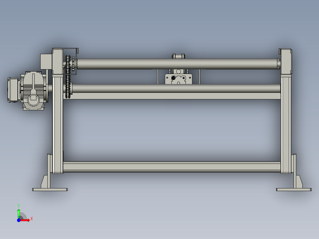 重型积放滚筒线托盘滚筒前视图