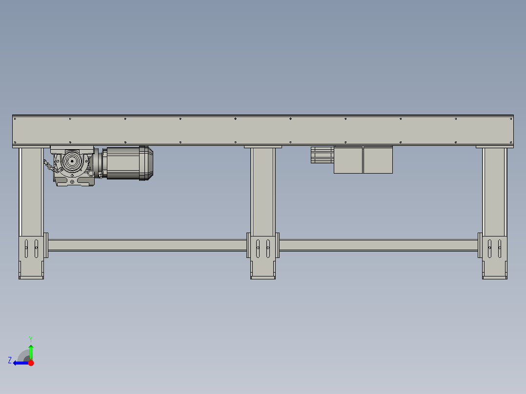 重型积放滚筒线托盘滚筒右视图