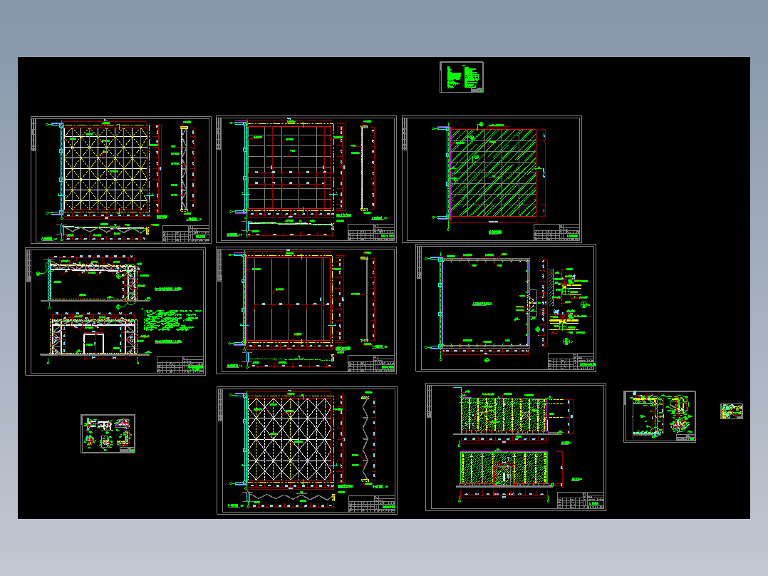 一套玻璃阳光房采光顶设计CAD图纸含玻璃地弹门开启窗安装图