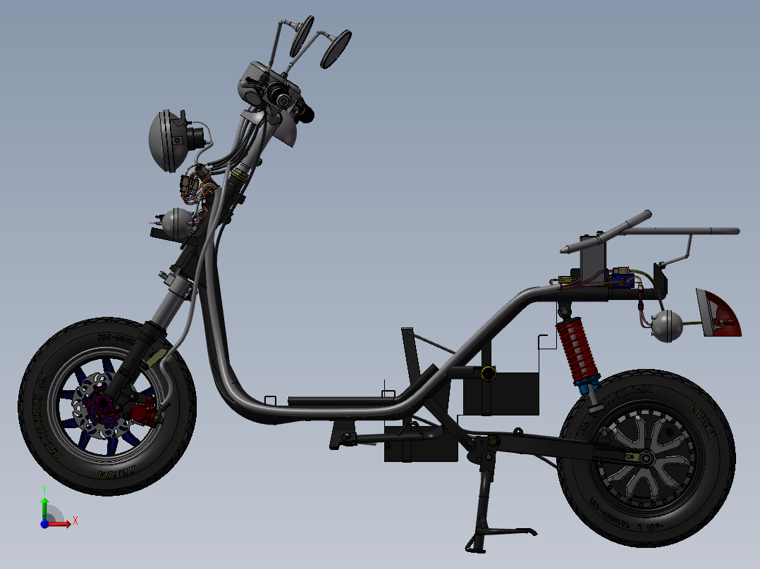 小龟王电动车总装图 3D图纸 机械设备设计3D模型图纸 设计素材前视图