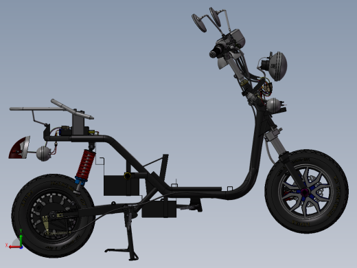 小龟王电动车总装图 3D图纸 机械设备设计3D模型图纸 设计素材后视缩略图