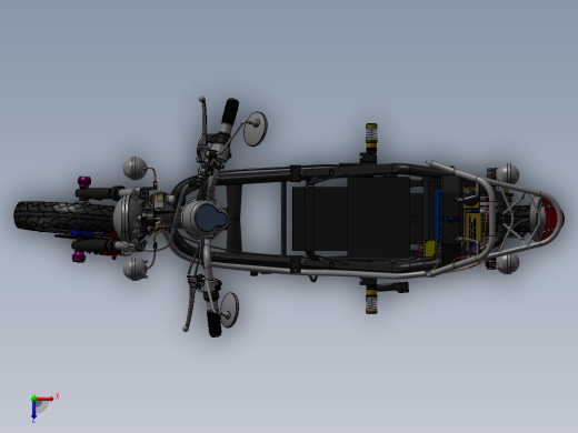 小龟王电动车总装图 3D图纸 机械设备设计3D模型图纸 设计素材俯视缩略图