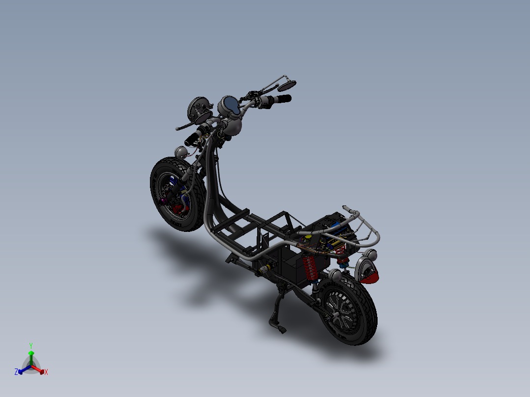 小龟王电动车总装图 3D图纸 机械设备设计3D模型图纸 设计素材正等轴测图