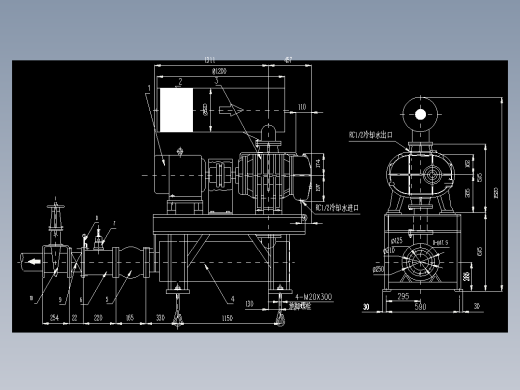 罗茨风机37KW密集成组型直联外型尺寸图