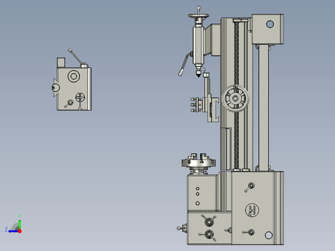 C6140普通车床三维模型机械 非标自动化设备3D图纸3D模型1右视图