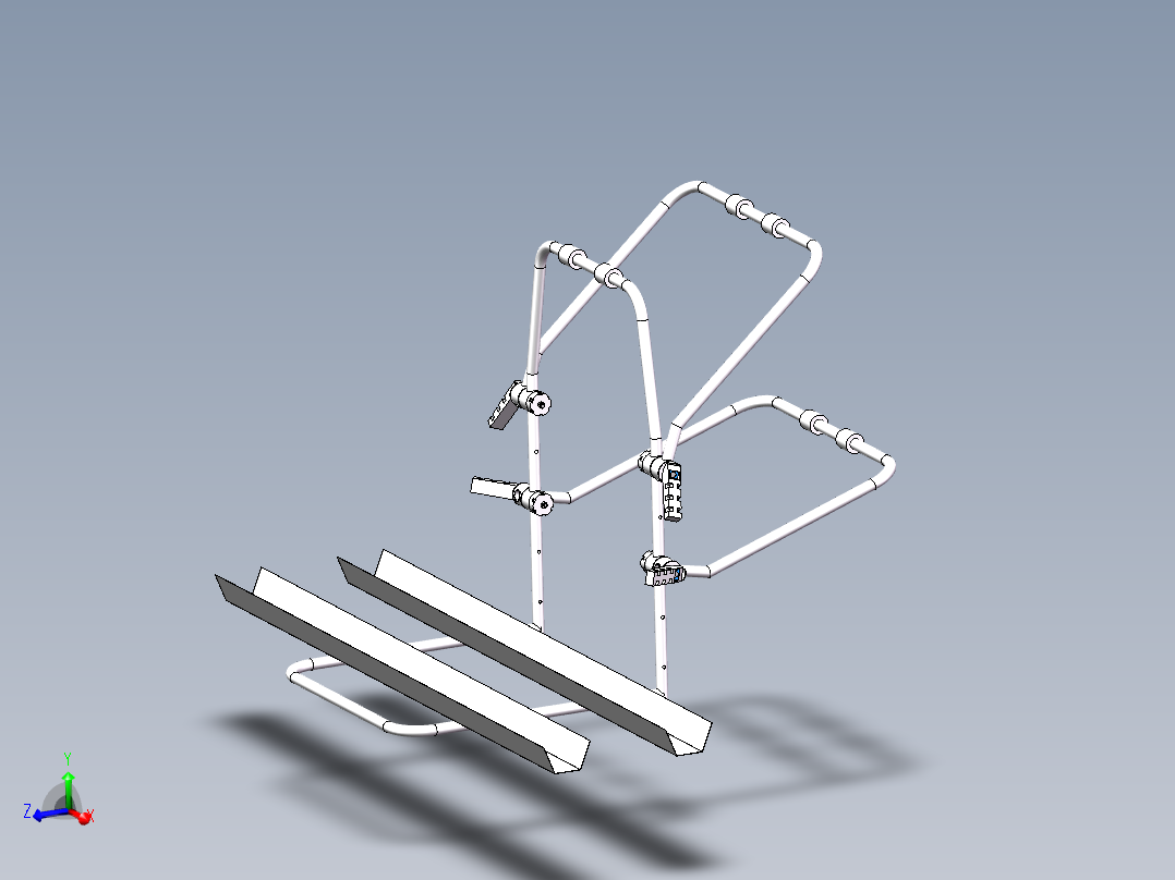 自行车固定车架设计3d图纸 汽车轿车固定移动自行车车架3d模型+2d主视图
