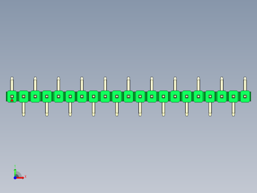 彩色公排针 100mil 2.54mm 系列-DS1022_green_21p_100mil_Type_SMT_R1_rev1.0前视缩略图