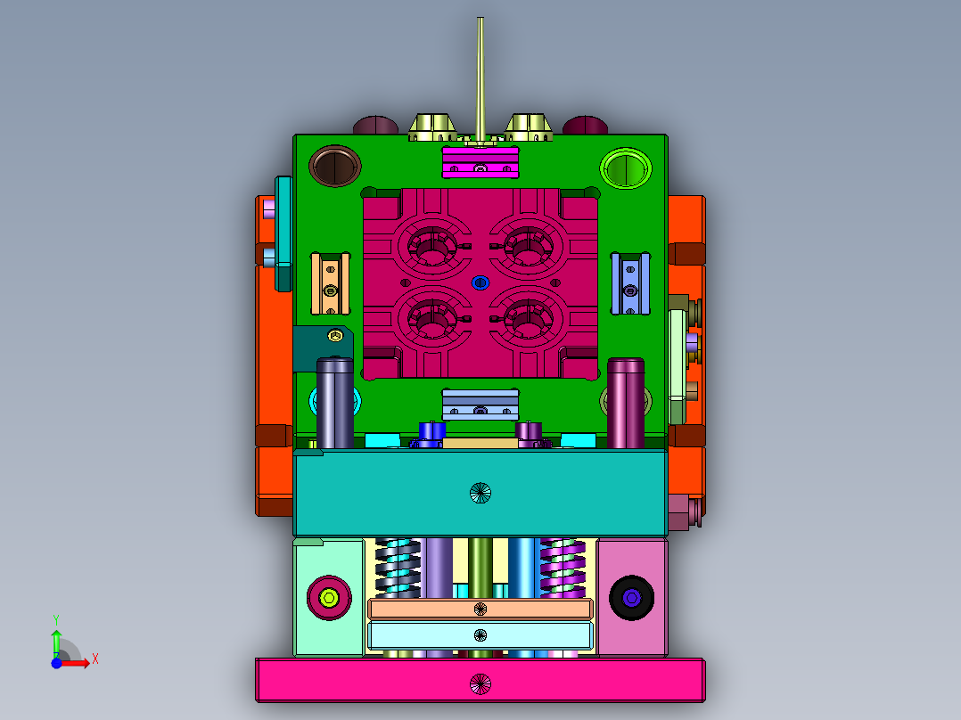 倒扣盖倒扣脱模的注塑模具前视图