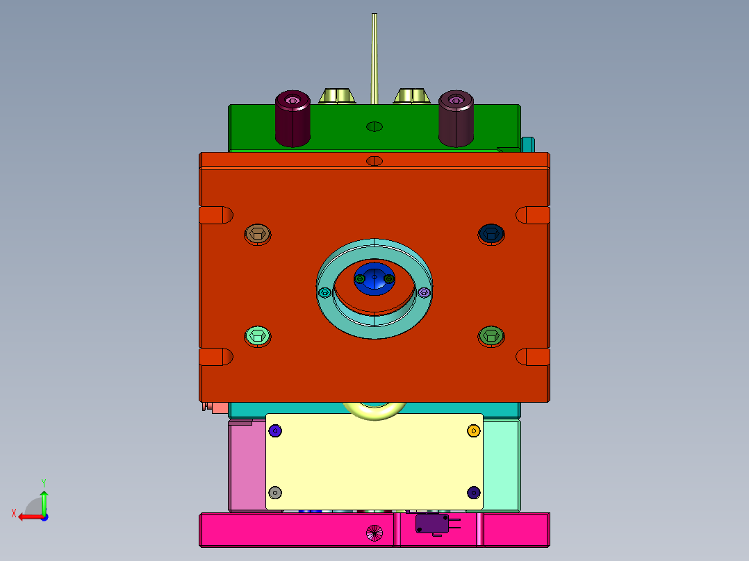 倒扣盖倒扣脱模的注塑模具后视图