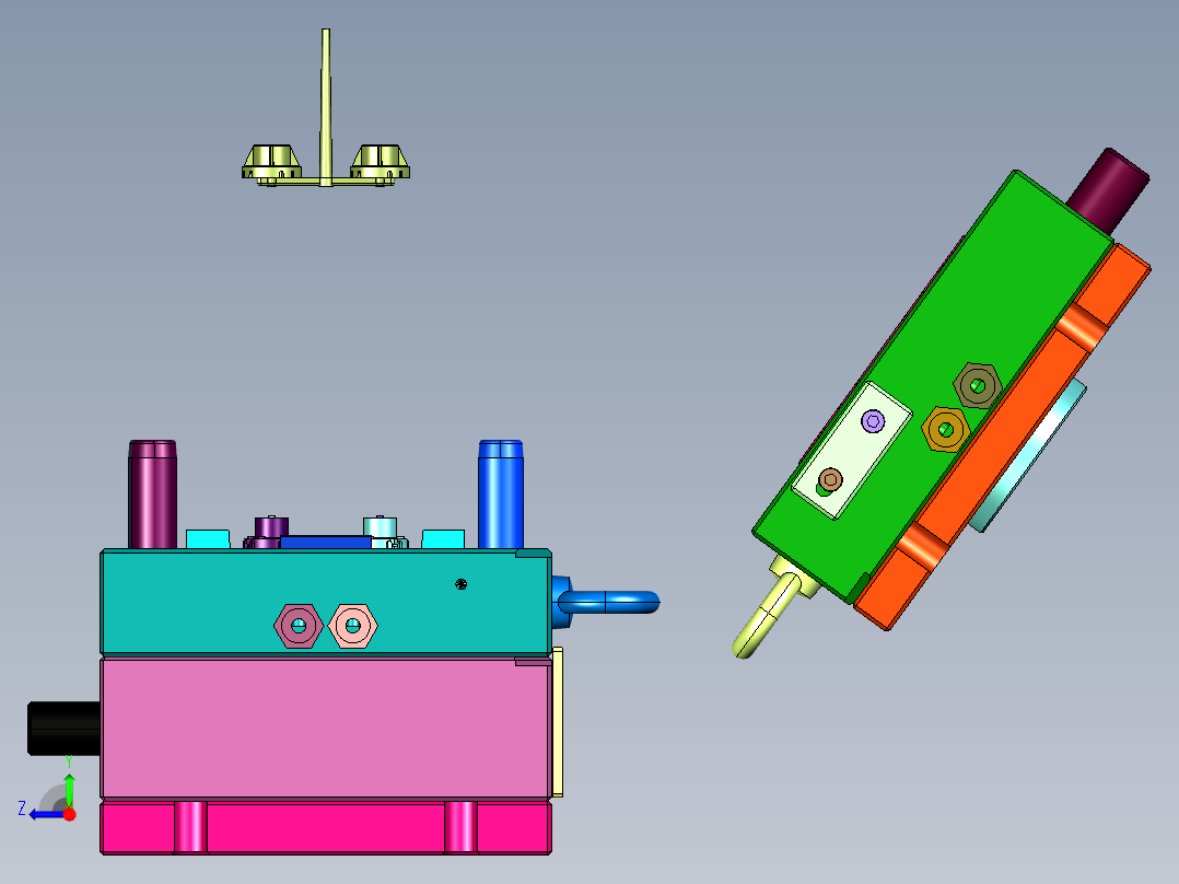 倒扣盖倒扣脱模的注塑模具右视图
