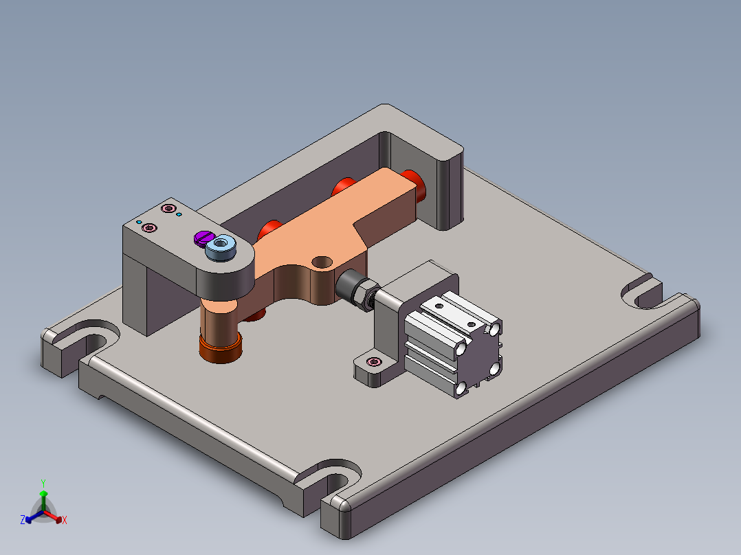 左摆动杠杆正等轴测图