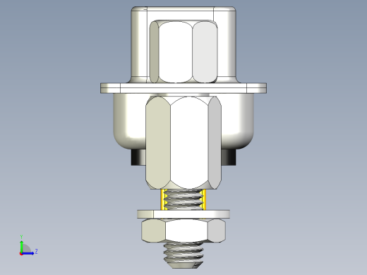 DSUB 9引脚PCB直通孔母连接器。带六角螺钉、垫片、螺母和垫圈，用于垂直安装在印刷电路板上左视缩略图