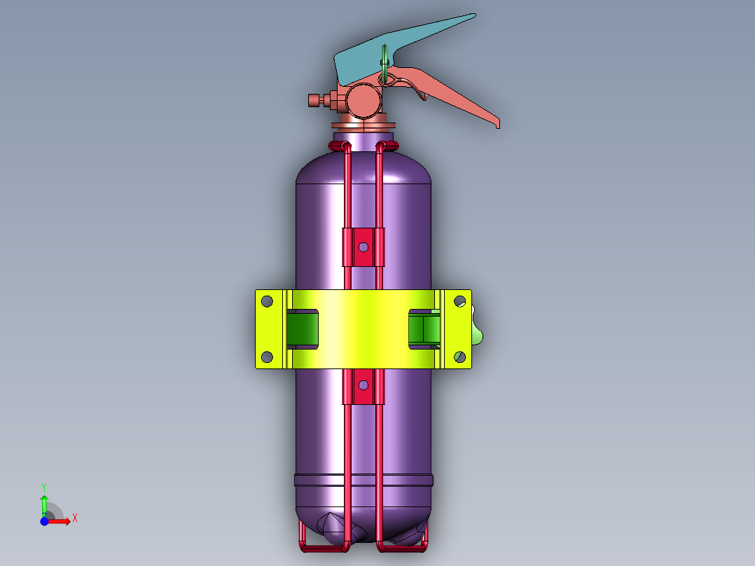 悬挂壁装支架灭火器前视图
