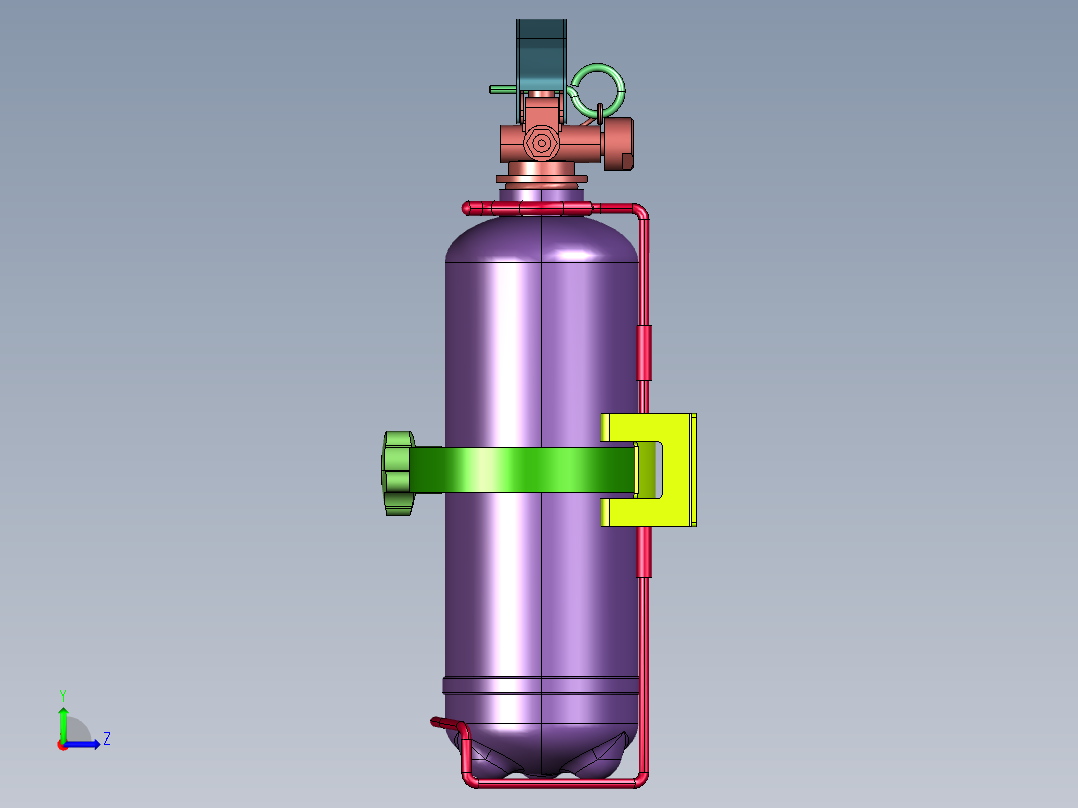 悬挂壁装支架灭火器左视图