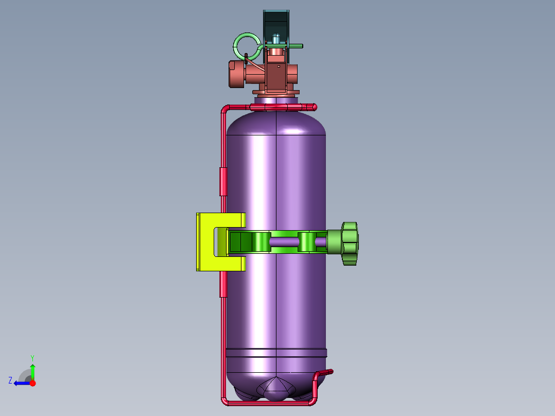 悬挂壁装支架灭火器右视图
