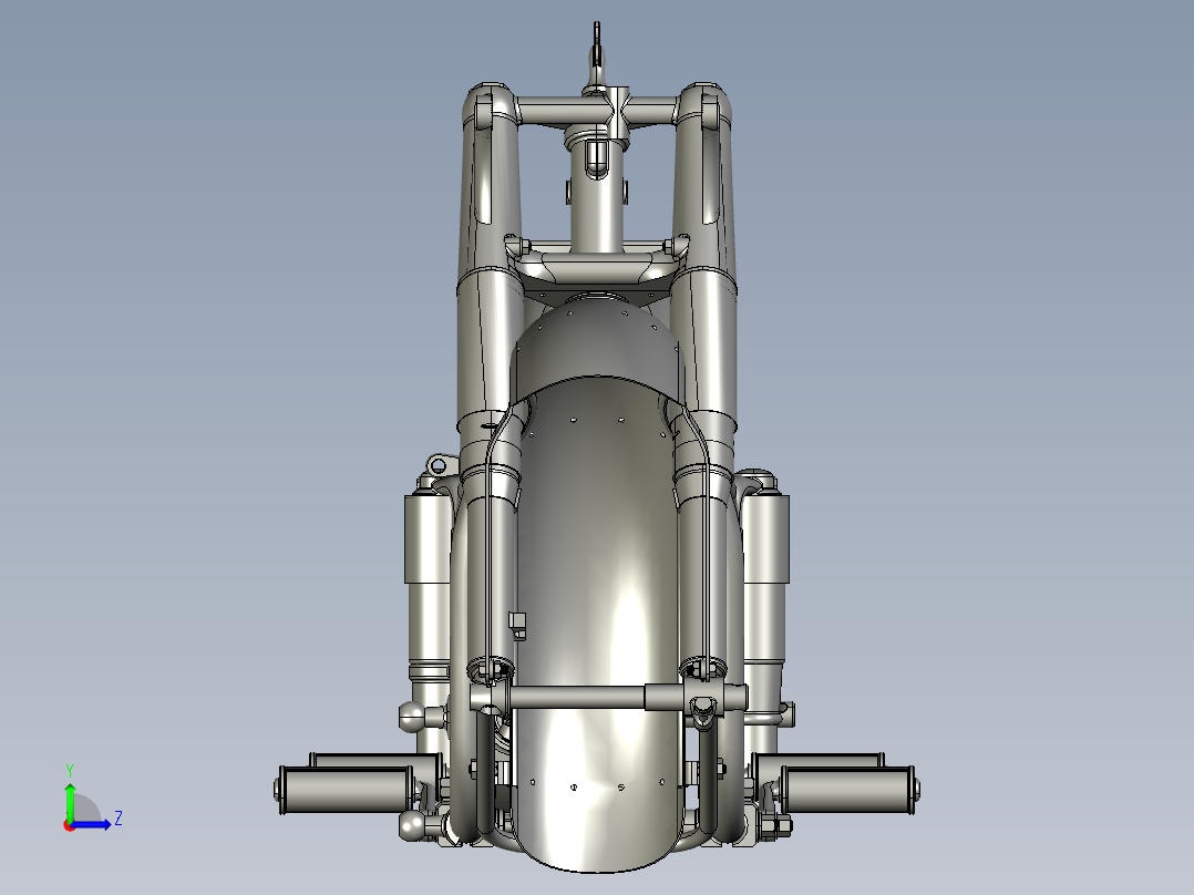 车架、前叉-挡泥板总成左视图