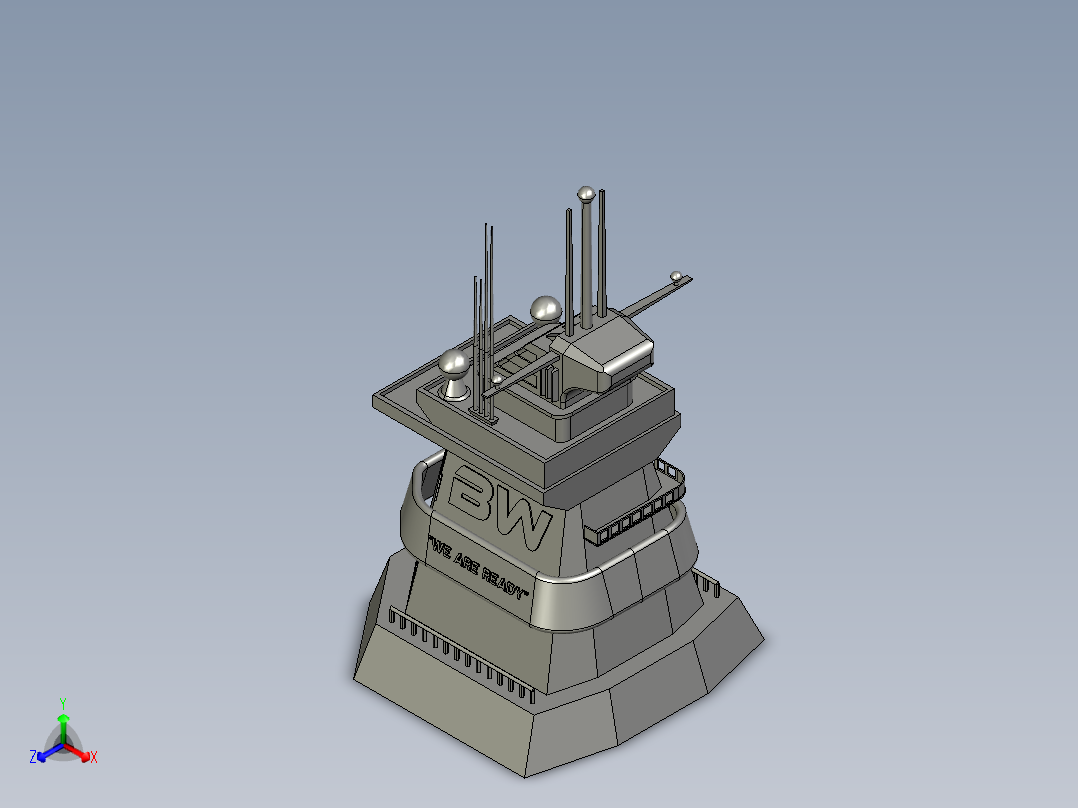航母堡垒塔正等轴测图