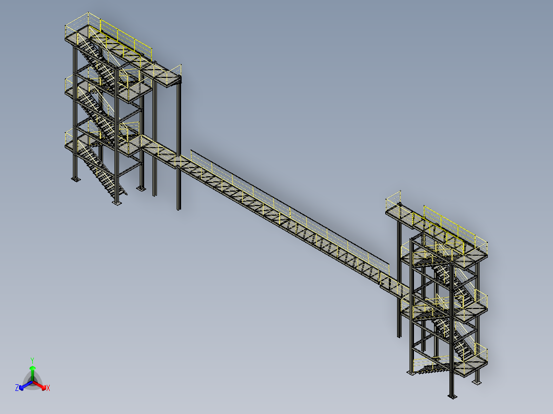 全钢结构楼梯三维设计