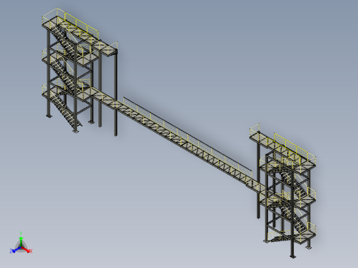 全钢结构楼梯三维设计