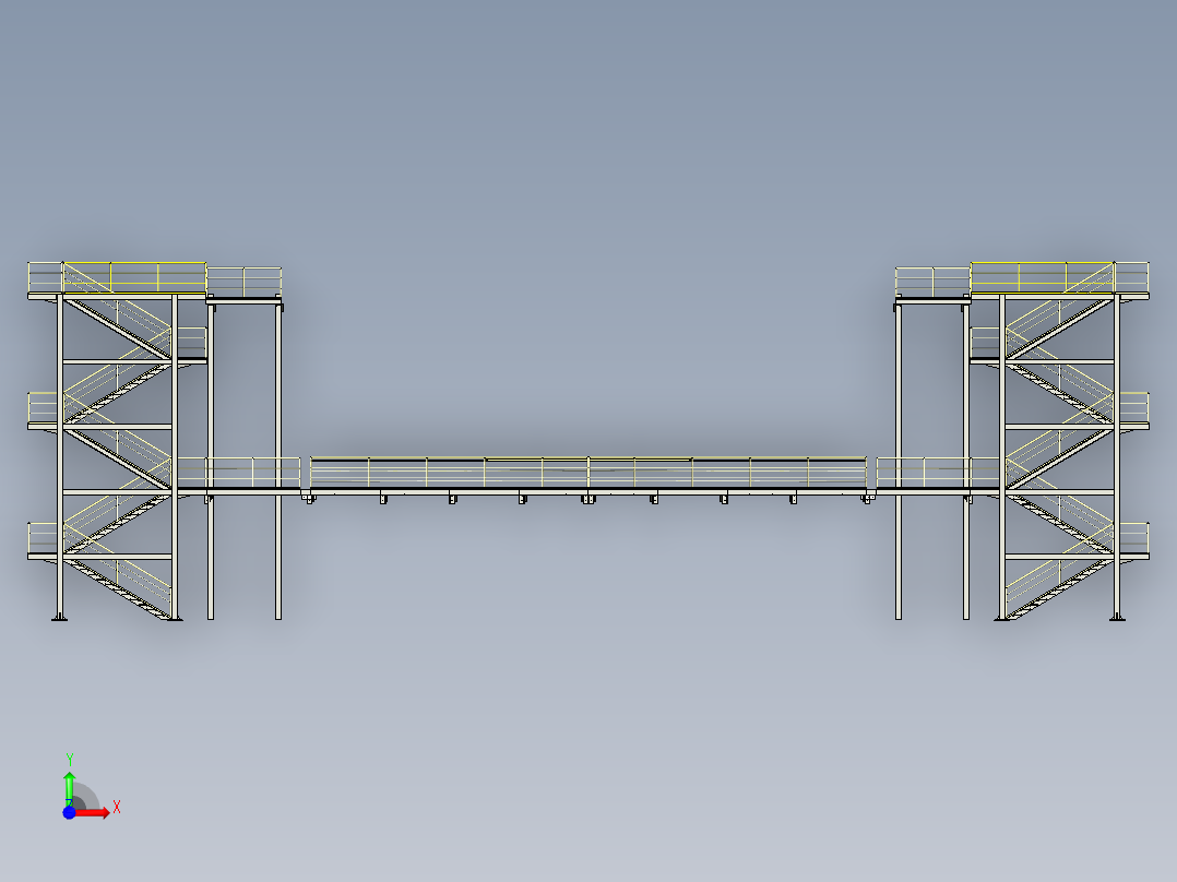 全钢结构楼梯三维设计前视图
