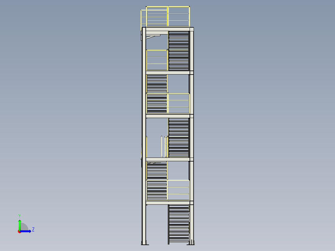 全钢结构楼梯三维设计左视图