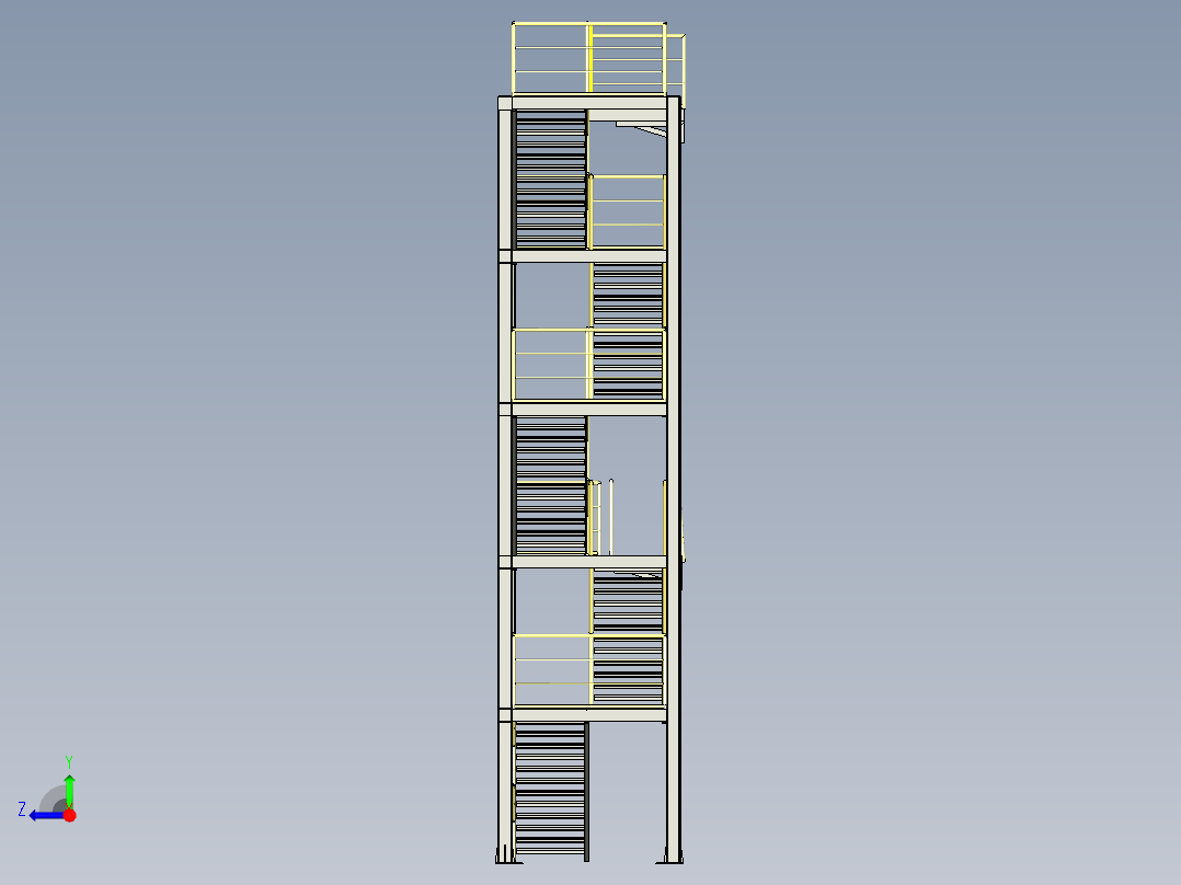 全钢结构楼梯三维设计右视图