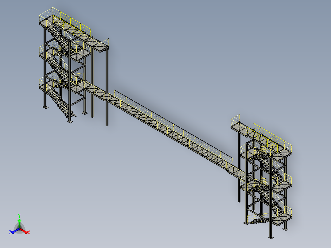 全钢结构楼梯三维设计正等轴测图