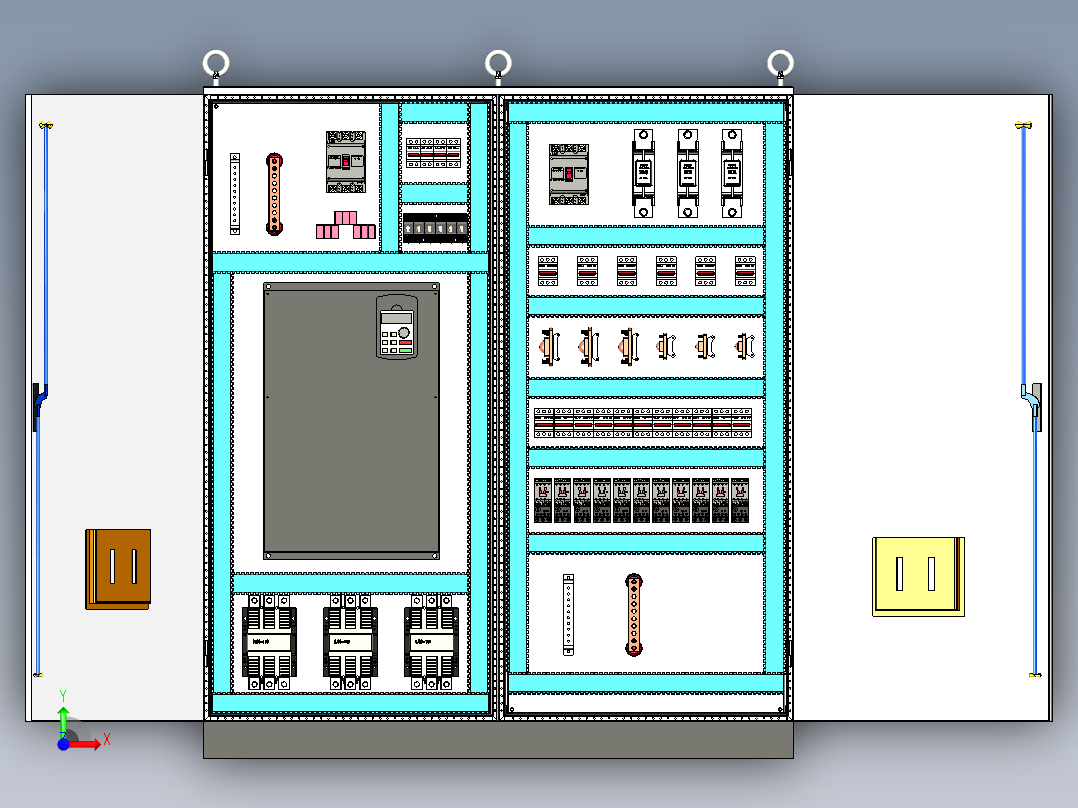 双柜组装变频器星三角直流接触器控制柜前视图