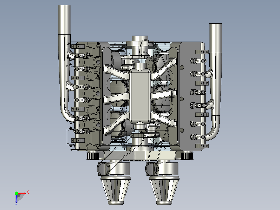 v6涡轮增压引擎121俯视图