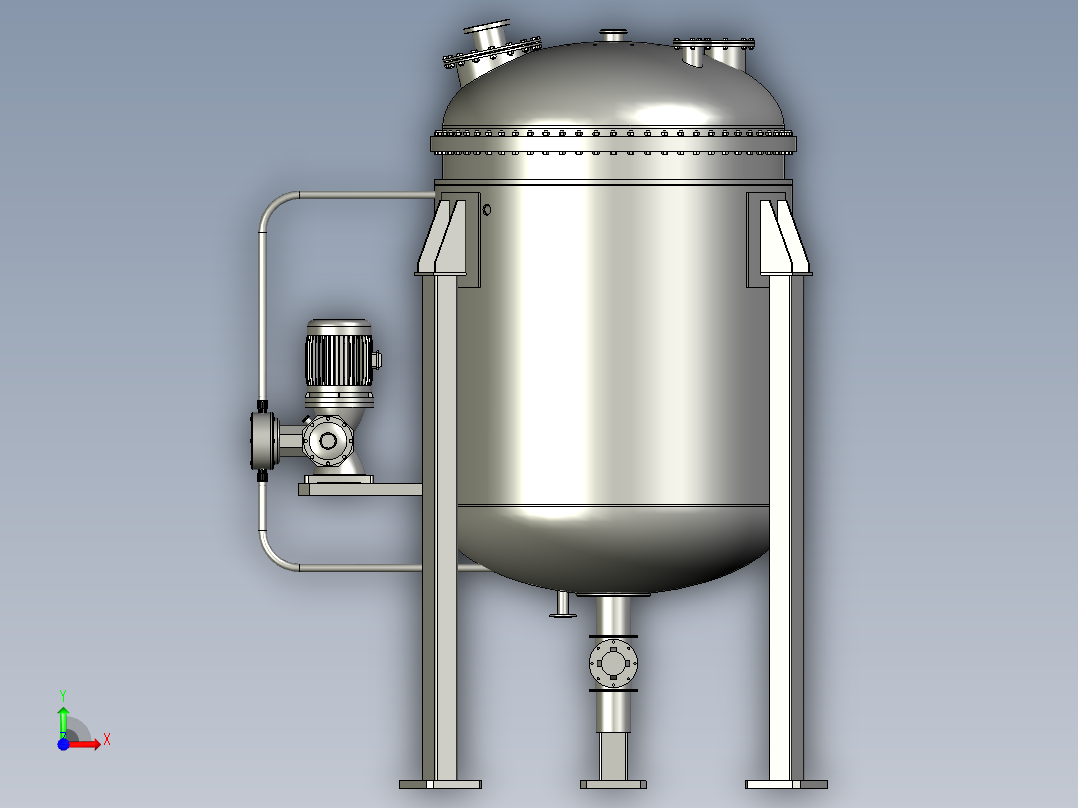 反应釜搅拌罐美缝剂防爆搅拌罐前视图