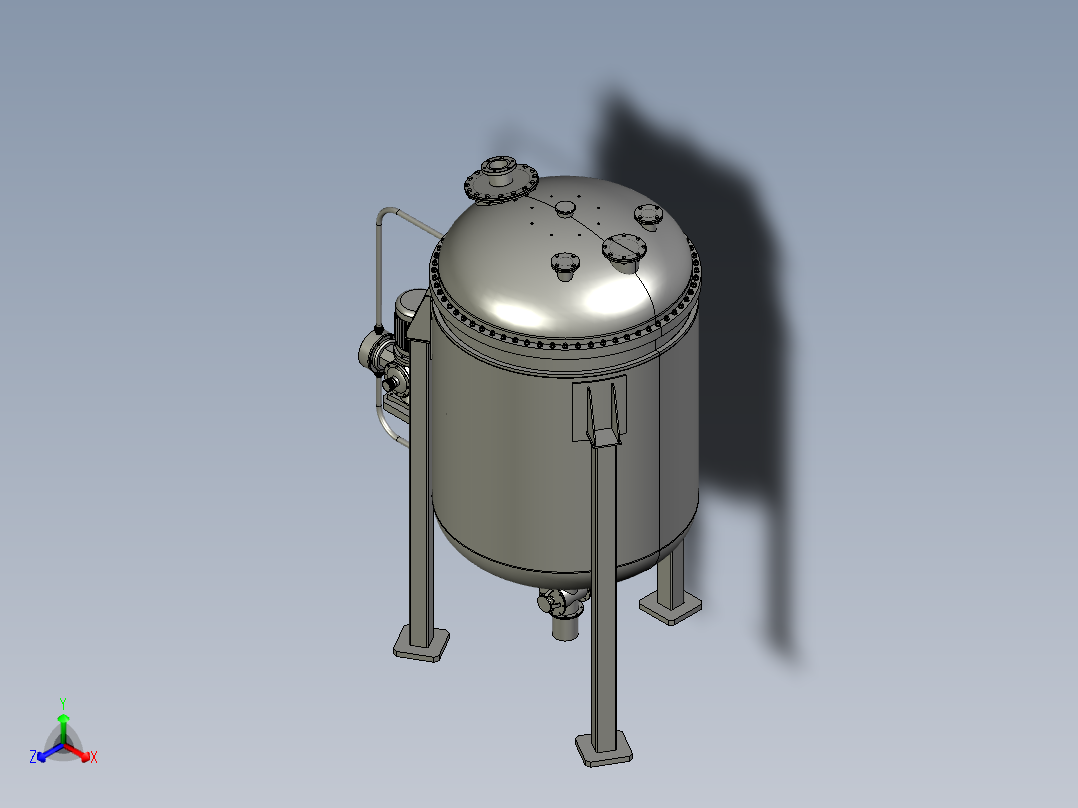反应釜搅拌罐美缝剂防爆搅拌罐正等轴测图