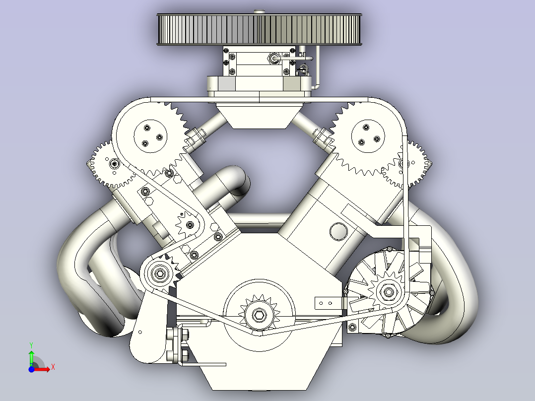VMS-85八缸发动机模型3D图纸前视图