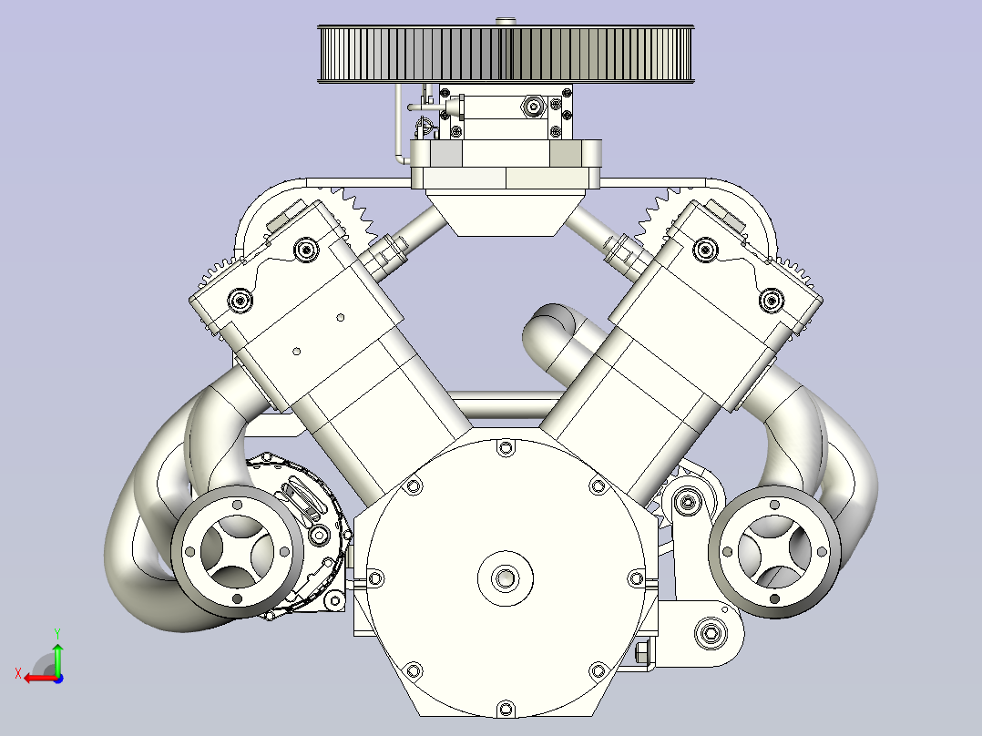 VMS-85八缸发动机模型3D图纸后视图
