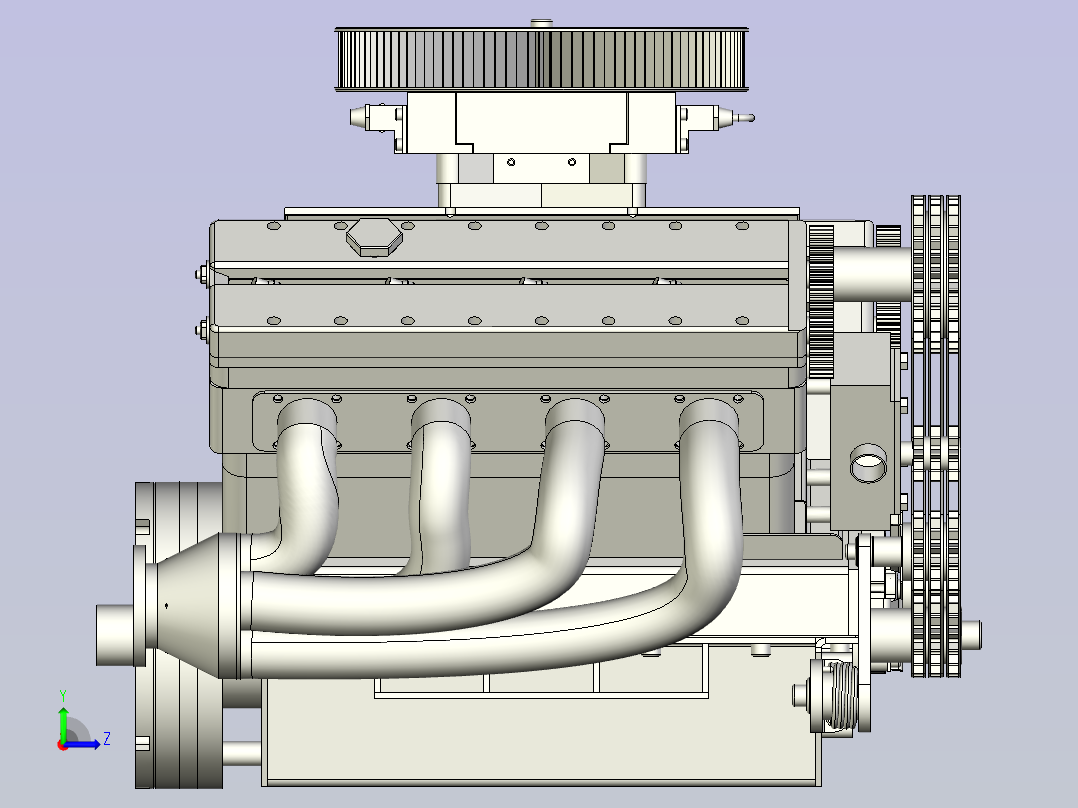 VMS-85八缸发动机模型3D图纸左视图