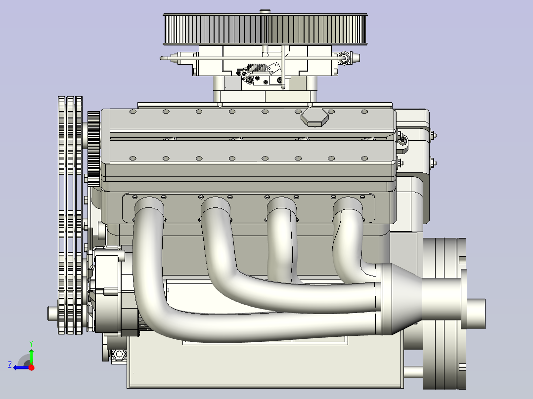 VMS-85八缸发动机模型3D图纸右视图