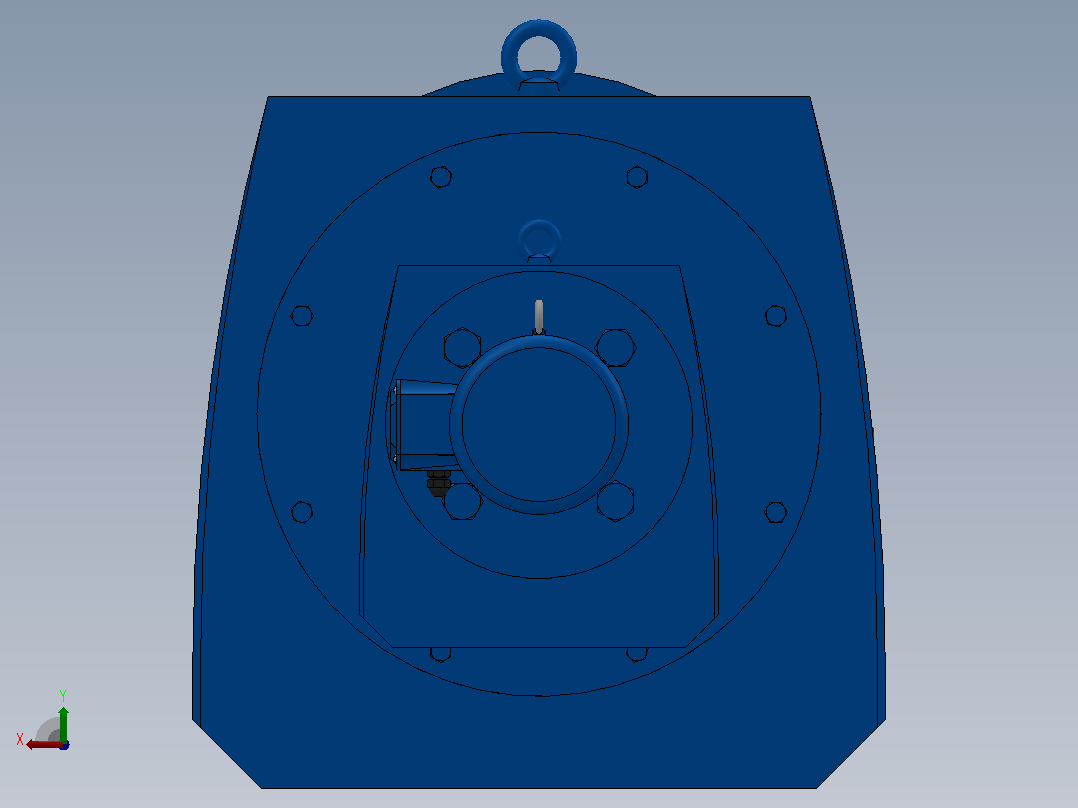 RF167R97法兰轴伸式组合型斜齿轮减速机RF167R97-Y0.75-4P-80-M1-0°-Φ550后视图