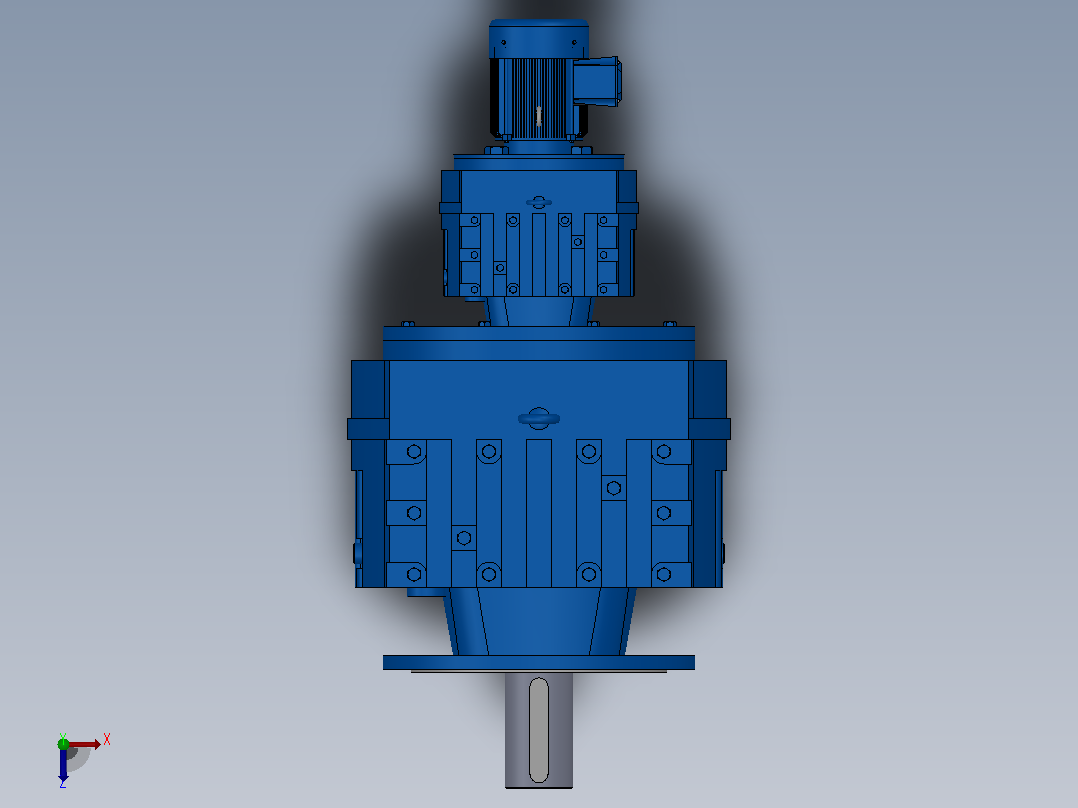 RF167R97法兰轴伸式组合型斜齿轮减速机RF167R97-Y0.75-4P-80-M1-0°-Φ550俯视图