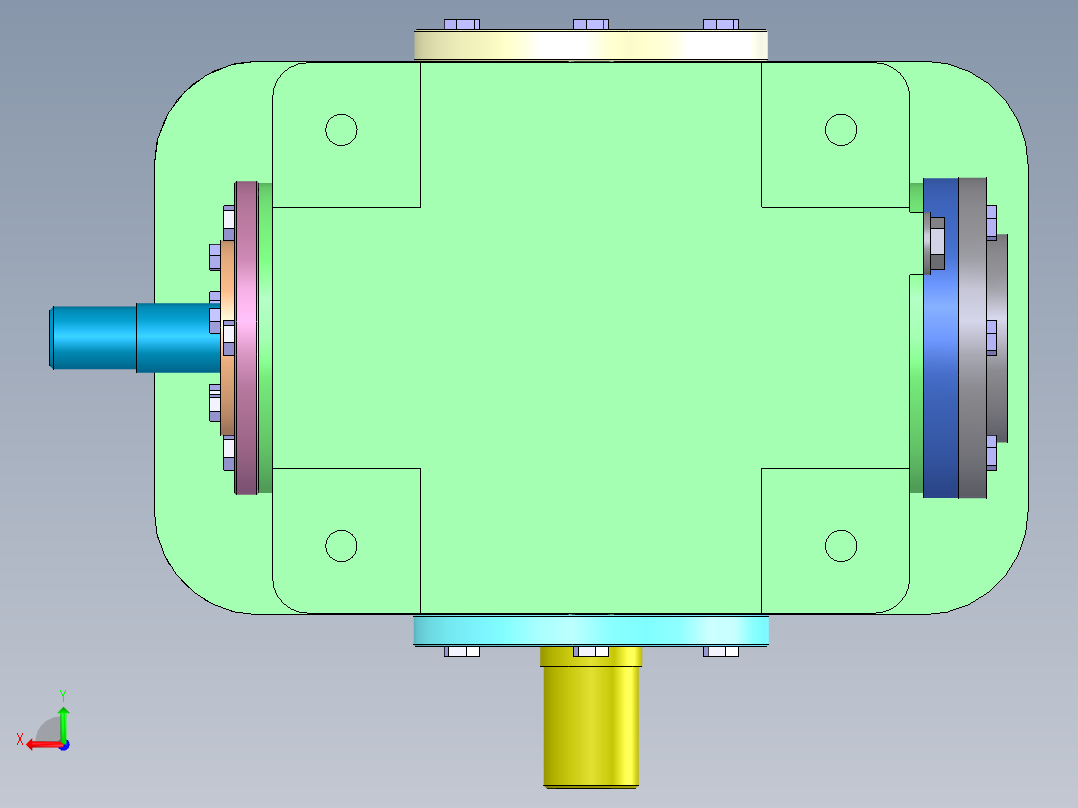 蜗轮蜗杆减速箱3D图纸 Solidworks设计后视图