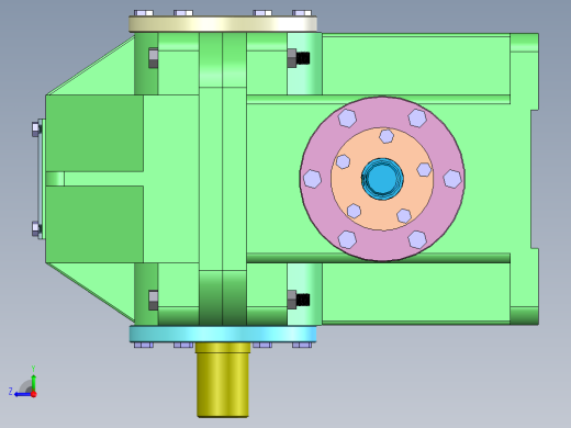 蜗轮蜗杆减速箱3D图纸 Solidworks设计右视缩略图
