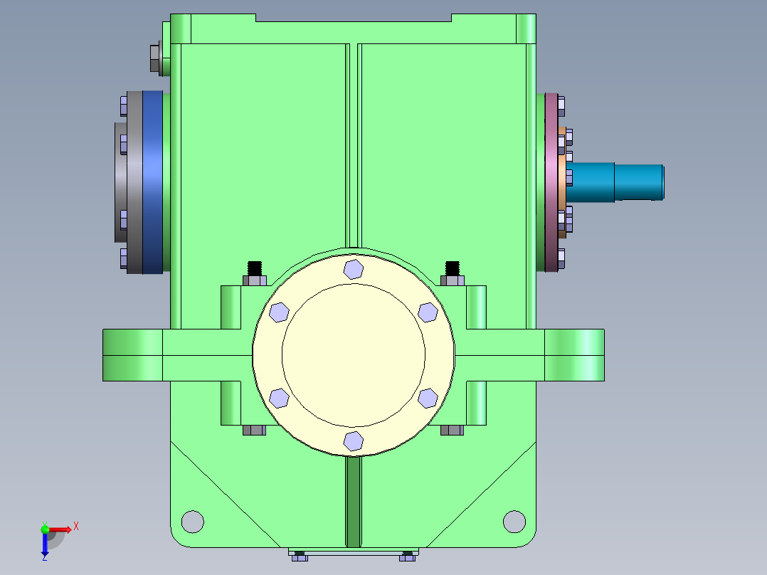 蜗轮蜗杆减速箱3D图纸 Solidworks设计俯视图
