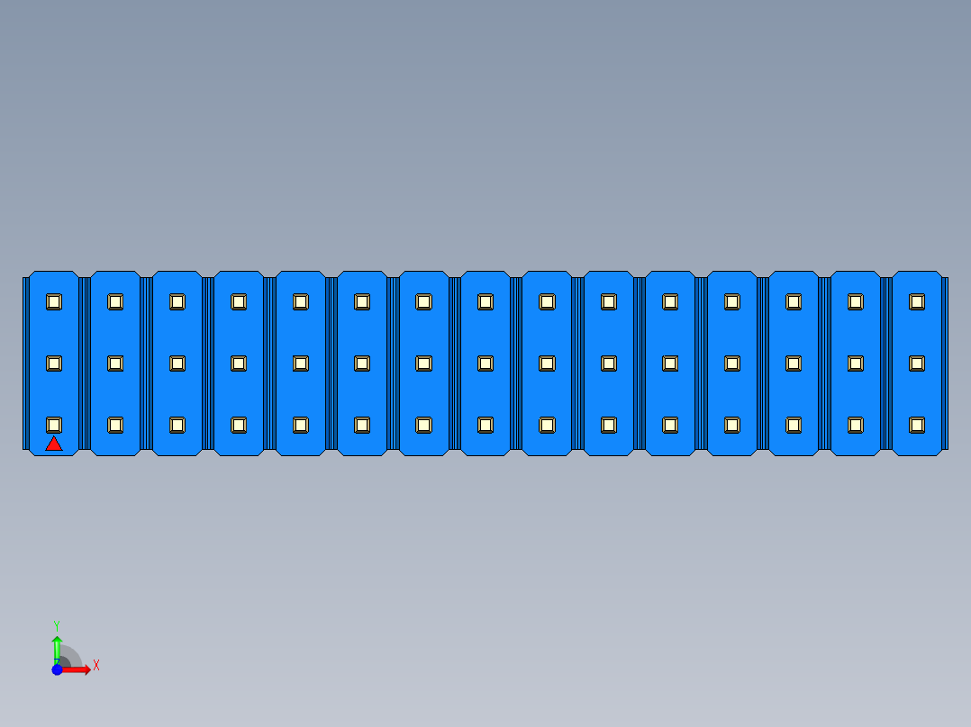 彩色公头100mil（2.54mm）系列-DS1021_blue_3x15p_100mil_Type19_rev1.0前视图
