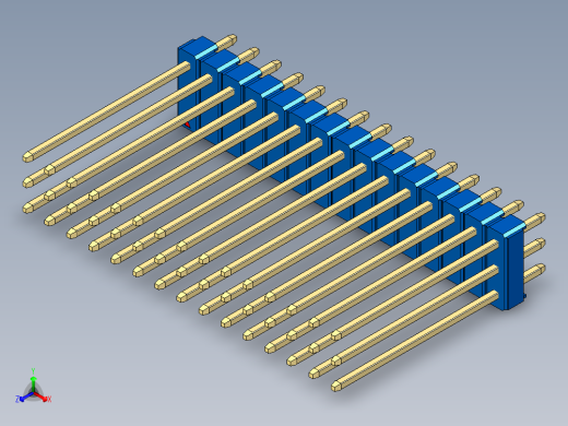 彩色公头100mil（2.54mm）系列-DS1021_blue_3x15p_100mil_Type19_rev1.0正等轴测缩略图