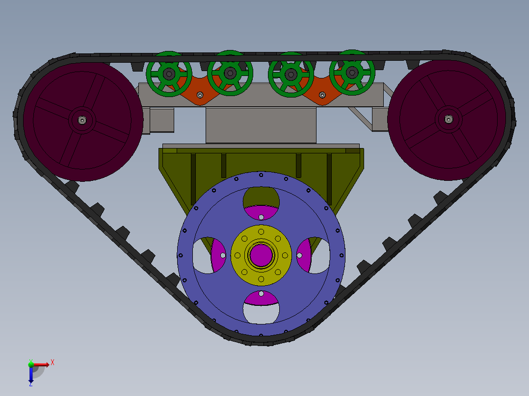 三角履带轮3D模型 1013663===150俯视图