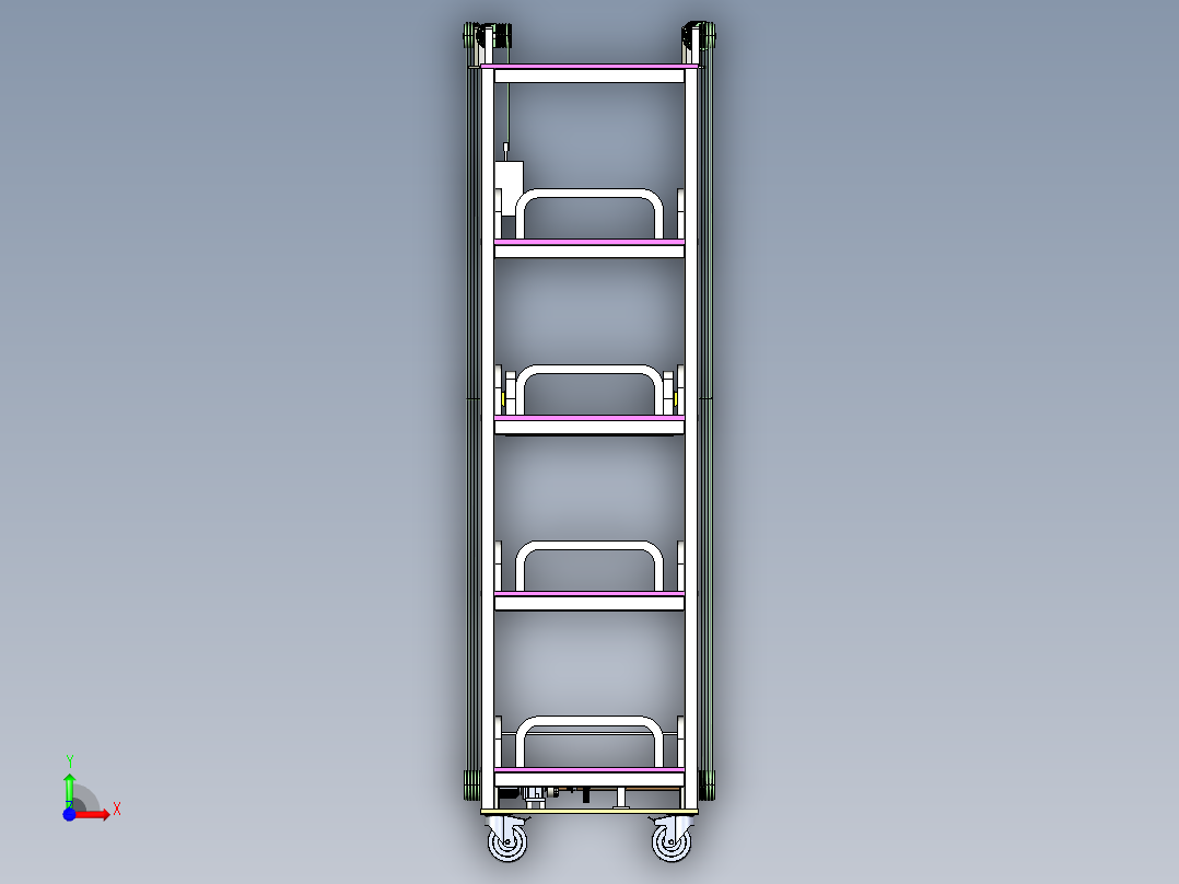 Q136-垂直可移动型车库设计【三维proe】-精前视图
