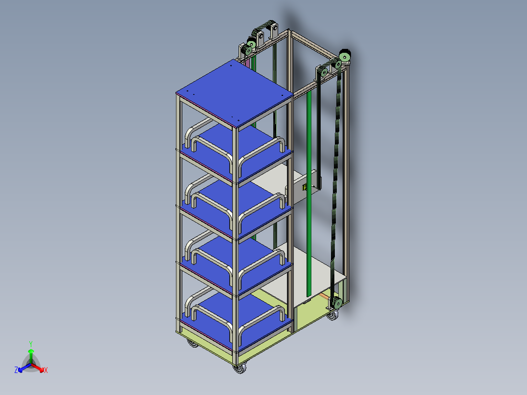 Q136-垂直可移动型车库设计【三维proe】-精正等轴测图