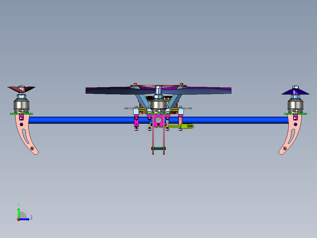 轻型圆管多旋翼飞行器左视图