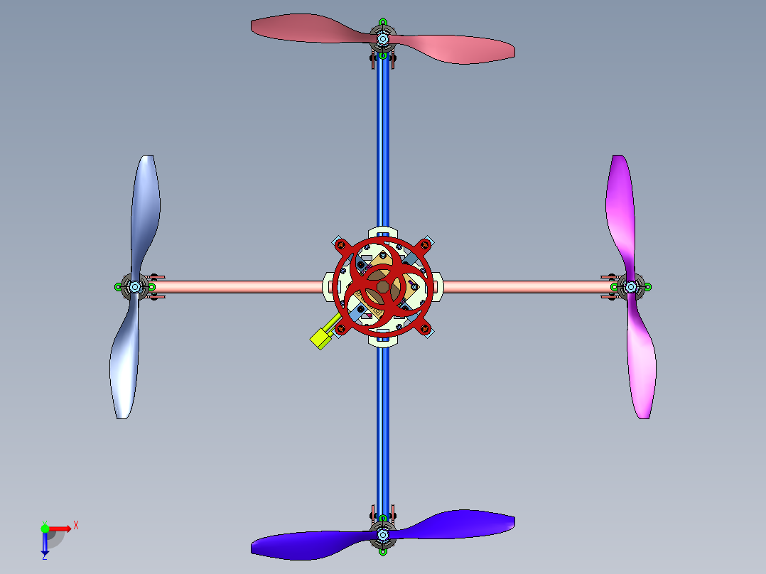 轻型圆管多旋翼飞行器俯视图