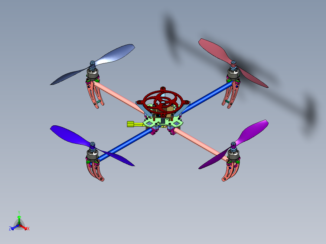 轻型圆管多旋翼飞行器正等轴测图